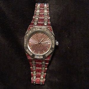 Iced Out Red Diamond Watch